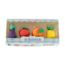 Mini Cute Veg & Fruit Erasers – 3D Colorful Eraser Set for Kids (4 Pc) (Pack of 2)