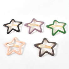 Metal Printed Star Shape Hair Clips (5 Pcs Set) (Pack of 2)
