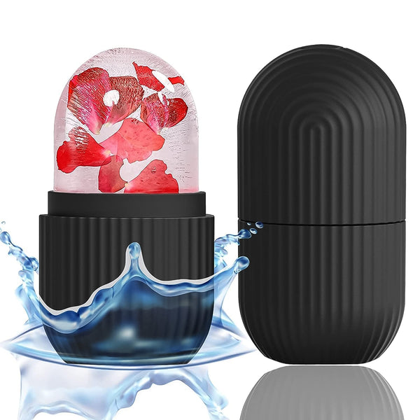 Face Ice Roller Massager for Swelling & Puffiness Reduction (Black) (Pack of 2)