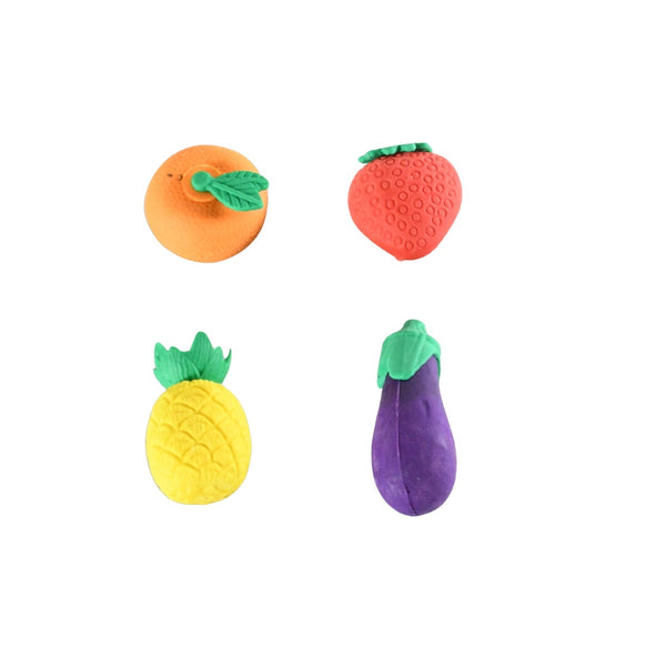 Mini Cute Veg & Fruit Erasers – 3D Colorful Eraser Set for Kids (4 Pc) (Pack of 2)