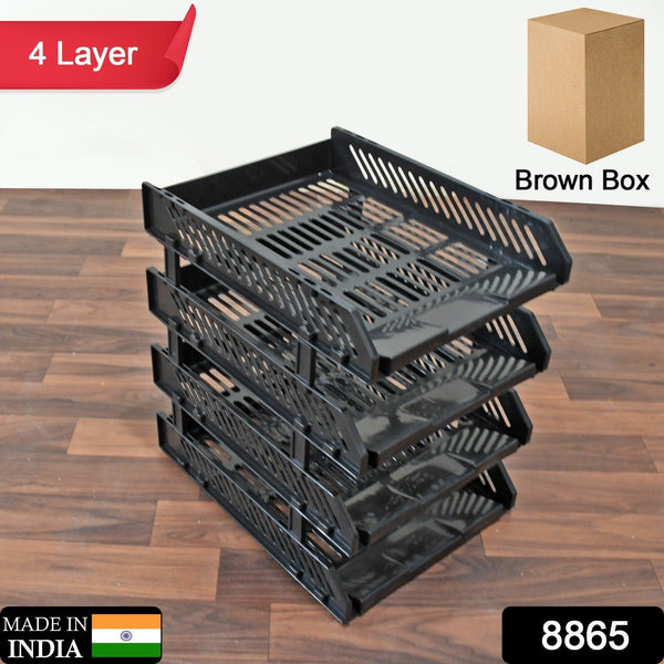 4-Layer Multifunctional File Rack with Drawers for Office Desk