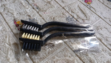 Mini Wire Brush Set Brass Nylon Stainless Steel Bristles Household Cleaning Brush for Gas Stove, Smoke Machine Tool Burner Tiles Tap Rust Removal Welding Slag Dirt & Paint Scrubbing (3 Pcs Set) (Pack of 2)