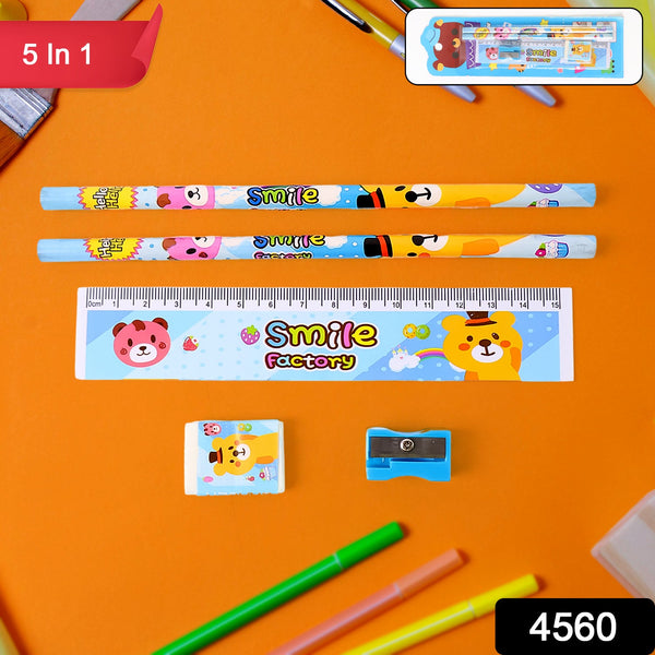 Wooden Pencil Set (5 Pc): School Supplies, Stationery Set for Kids (Pack of 2)